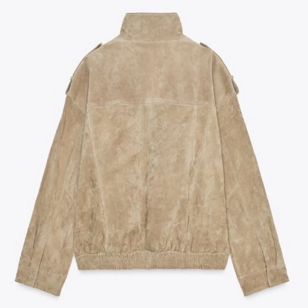 ZARA Viral Suede Leather Oversized Jacket. New, S - Picture 11 of 16